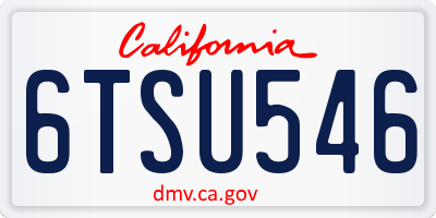 CA license plate 6TSU546