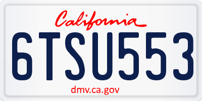 CA license plate 6TSU553