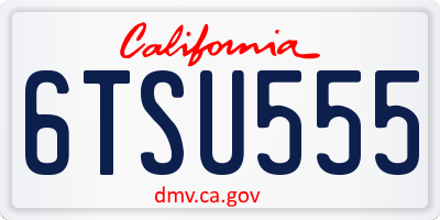 CA license plate 6TSU555