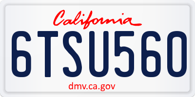 CA license plate 6TSU560