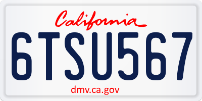 CA license plate 6TSU567