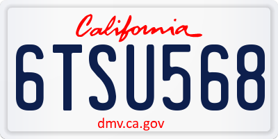 CA license plate 6TSU568