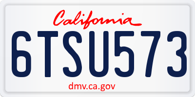 CA license plate 6TSU573