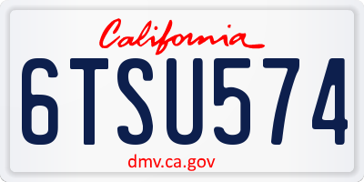 CA license plate 6TSU574