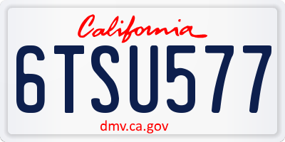 CA license plate 6TSU577