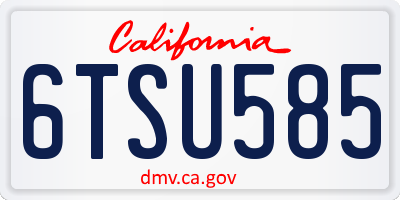 CA license plate 6TSU585