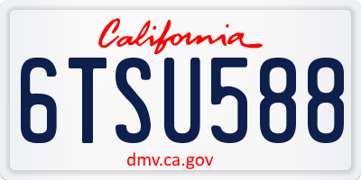 CA license plate 6TSU588