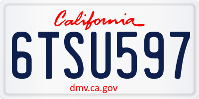 CA license plate 6TSU597