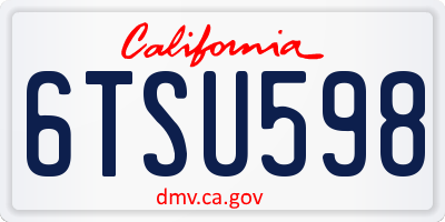 CA license plate 6TSU598