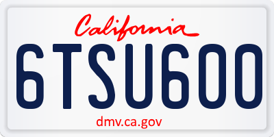 CA license plate 6TSU600