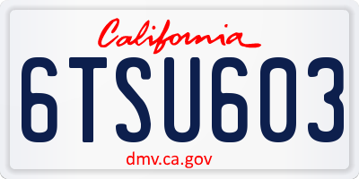 CA license plate 6TSU603