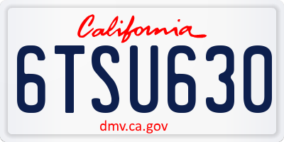 CA license plate 6TSU630