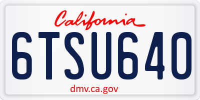 CA license plate 6TSU640