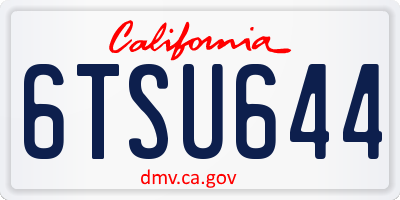 CA license plate 6TSU644
