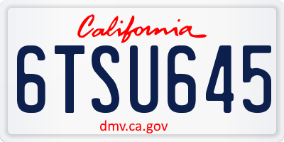 CA license plate 6TSU645