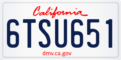 CA license plate 6TSU651