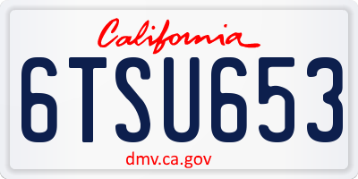 CA license plate 6TSU653