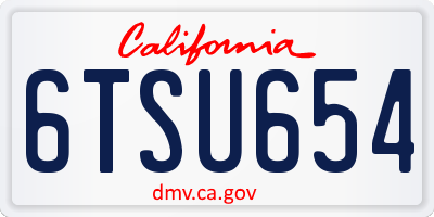 CA license plate 6TSU654