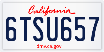 CA license plate 6TSU657