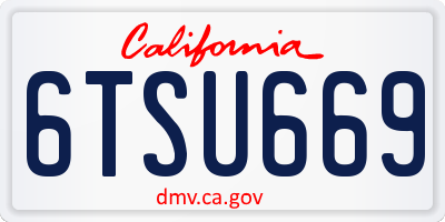 CA license plate 6TSU669
