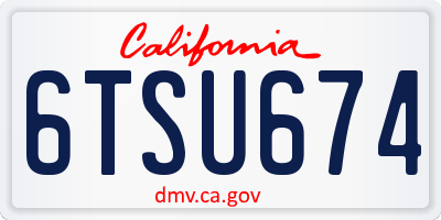 CA license plate 6TSU674