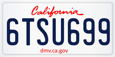 CA license plate 6TSU699