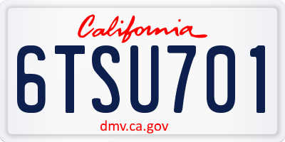 CA license plate 6TSU701