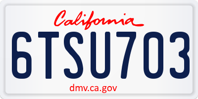 CA license plate 6TSU703