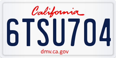 CA license plate 6TSU704