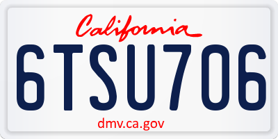 CA license plate 6TSU706