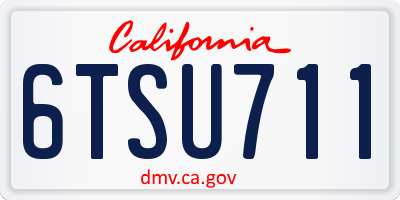 CA license plate 6TSU711