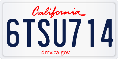 CA license plate 6TSU714