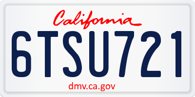 CA license plate 6TSU721