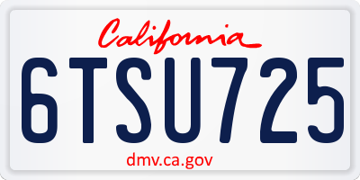 CA license plate 6TSU725