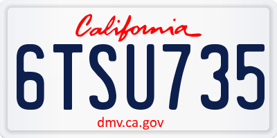 CA license plate 6TSU735