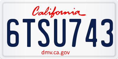 CA license plate 6TSU743