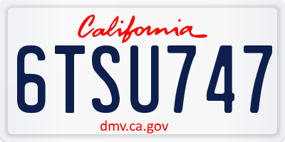 CA license plate 6TSU747
