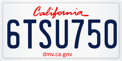 CA license plate 6TSU750