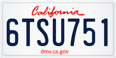 CA license plate 6TSU751