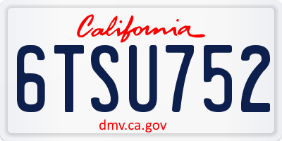 CA license plate 6TSU752