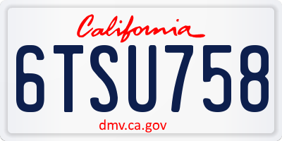 CA license plate 6TSU758