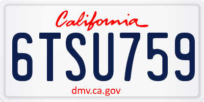 CA license plate 6TSU759