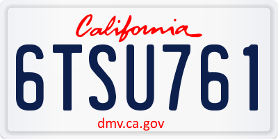 CA license plate 6TSU761