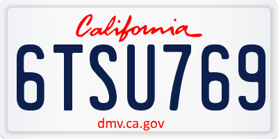 CA license plate 6TSU769