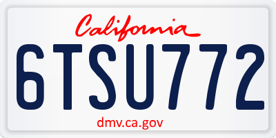CA license plate 6TSU772