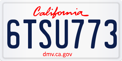 CA license plate 6TSU773