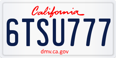CA license plate 6TSU777