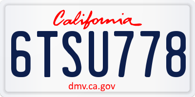 CA license plate 6TSU778