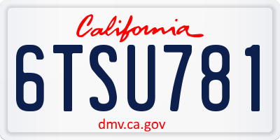 CA license plate 6TSU781