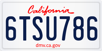 CA license plate 6TSU786